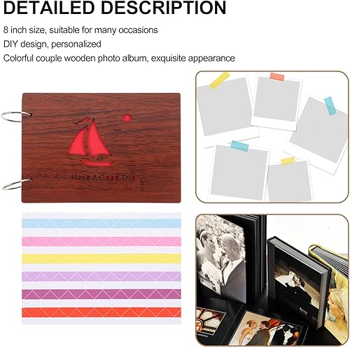 Miniatura 9 de EXCEART álbum de recortes decorativo foto titular artesanía libro de fotos novedad libro de fotos niño de madera álbum de papel