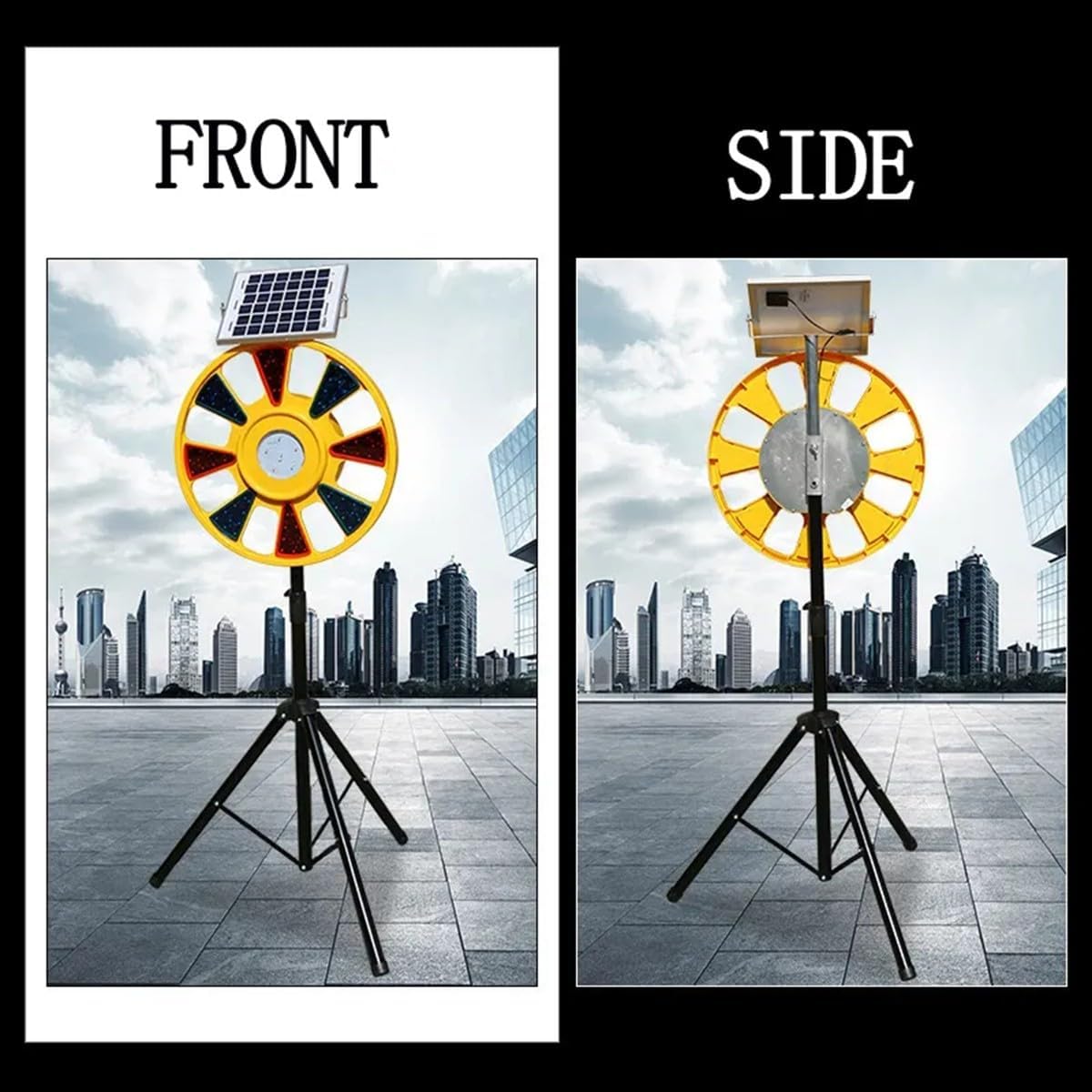 Road Construction Slewing Flashing Warning Led Revolving Strobe Light Solar Traffic Rotary Signal Lamps with Tripod