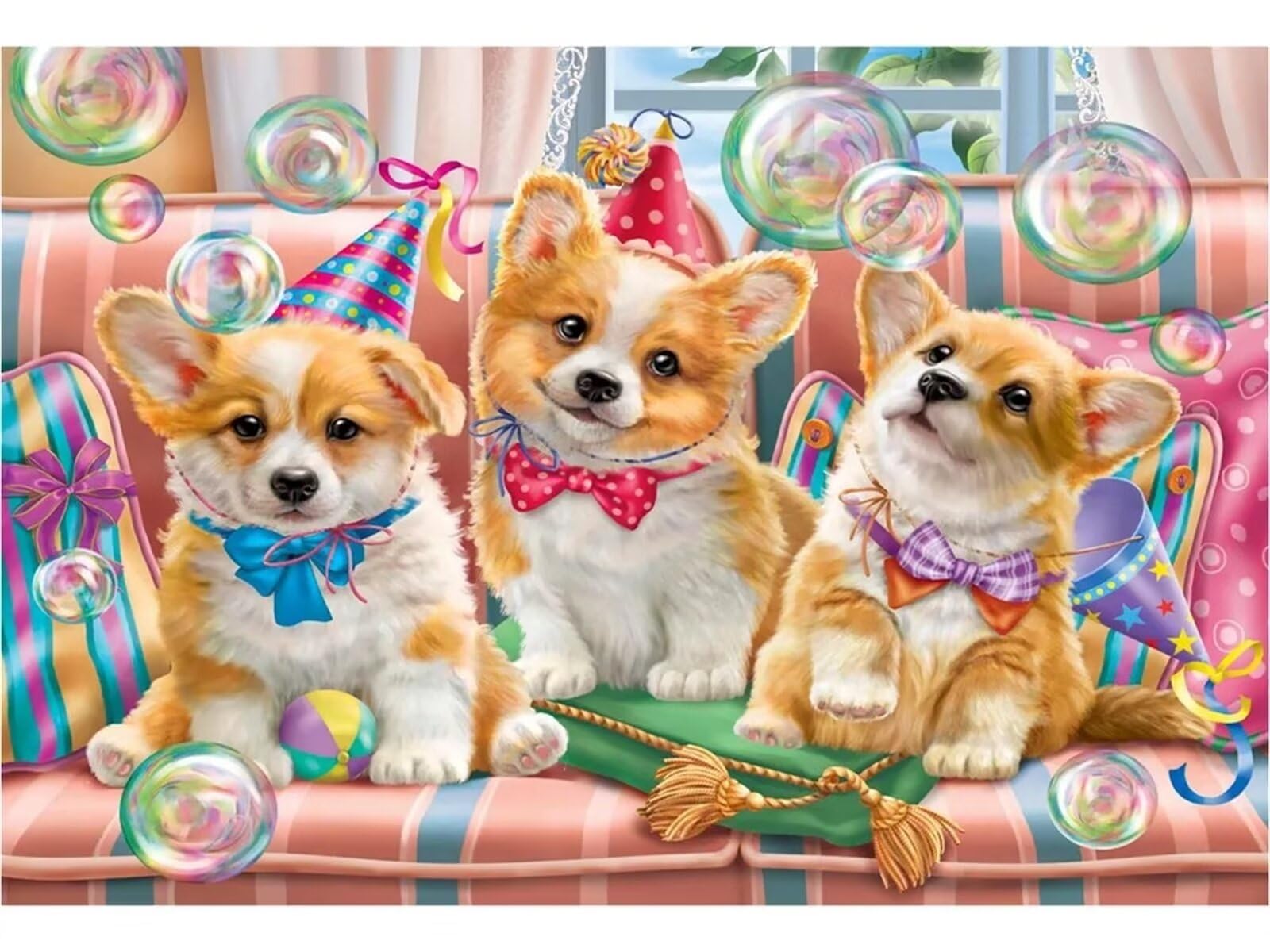Dipingere con i Numeri Adulti,Cani animali carini Pittura di Numeri a Olio Fai da Te kit di pittura acrilica per adulti Bambini,Con Pennelli e Colori Acrilici per casa Decora Regalo con Telaio,60x75cm