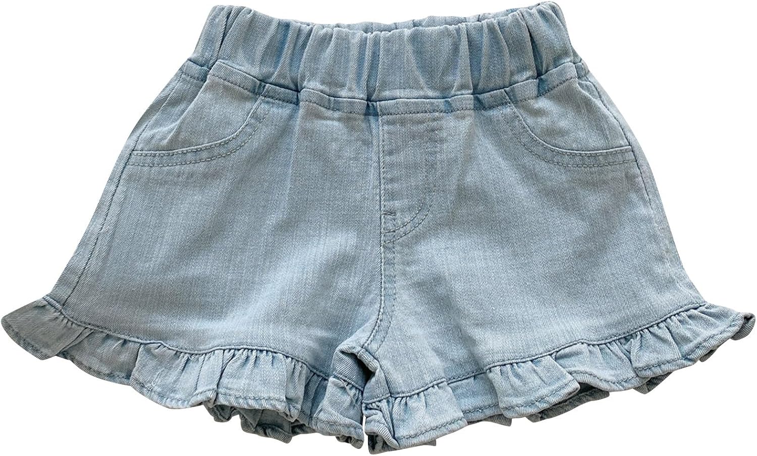 Toddler Girls Ruffle Jeans Shorts Elastic High Waist Short Denim Pants Kids Summer Casual Retro School Trousers