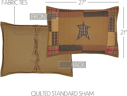 Miniatura 7 de VHC Brands Stratton Primitive King - Funda de algodón con apliques de estrella de algodón acolchado a mano, rectangular, decoración para dormitorio