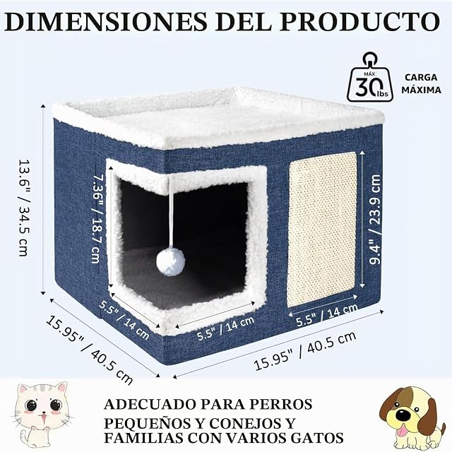 Foto 4 de 5 de ERNAN Casa para Gatos Interior Plegable con Rascador, Cama para Diversos Estilos de Decoración del Hogar