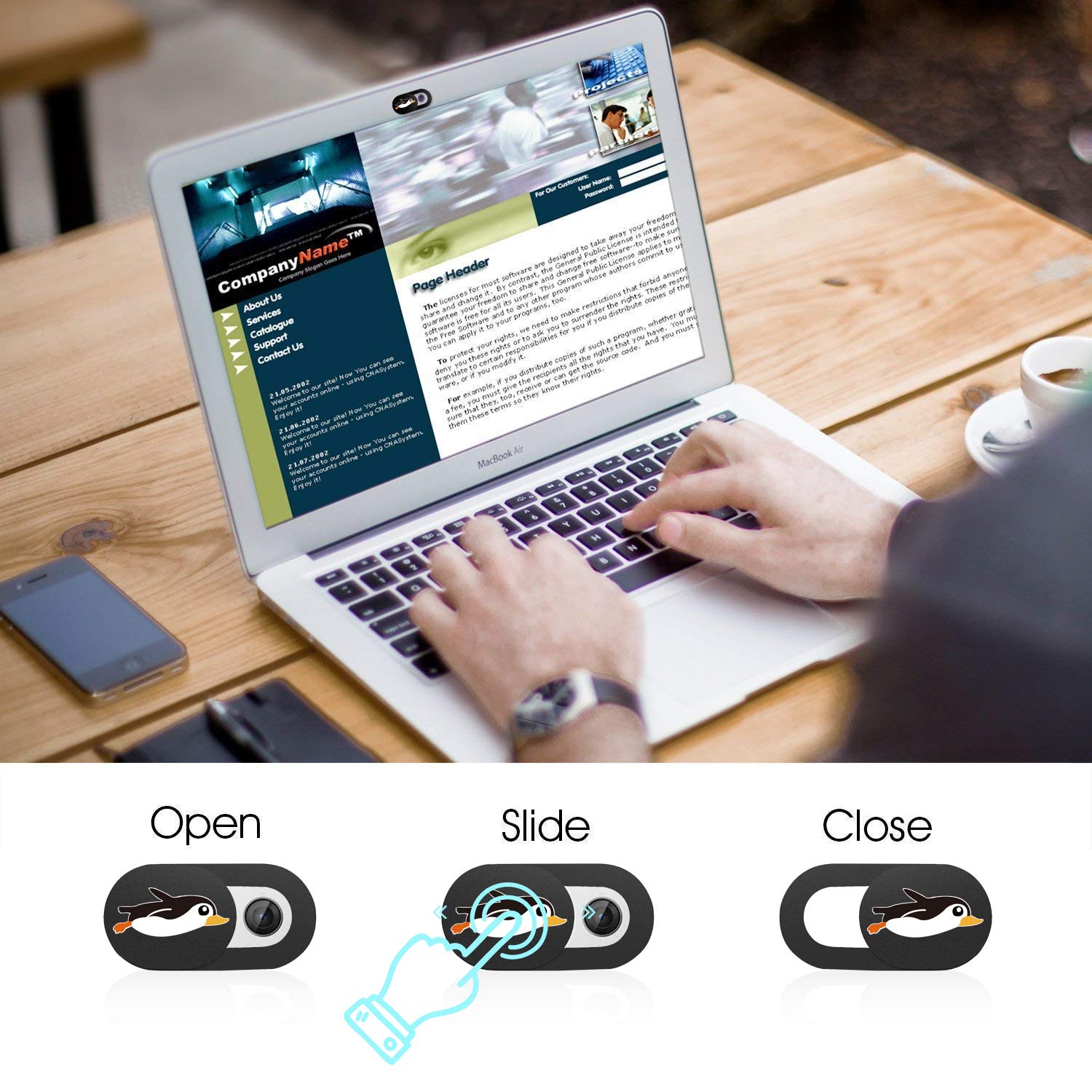 SIREG Pokrowiec na kamerę internetową Slide 0.1 cm ultracienka osłona kamery internetowej do laptopów MacBook Pro, smartfonów, tabletów Mac, PC, dla ochrony prywatności (samochód czarny i 3 sztuki)