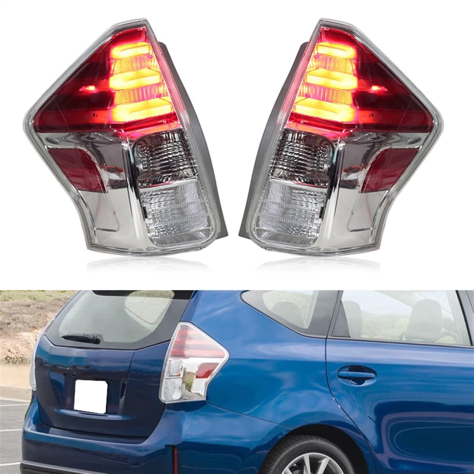 FUNFOB Montaje De Luces Traseras 8156147272 para Toyota para Prius V 2015 2016 2017 2018 Luz Trasera Coche Luz Señal Giro Trasera Parada Freno Lámpara Estacionamiento Luz Conducción (Talla : Derecha)