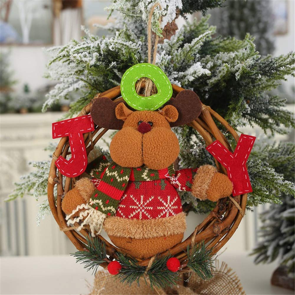 Guirlande De Noël Pendentif Décoratif Rotin Poupée Suspendus Ornements Père Noël/Bonhomme De Neige/Renne 2