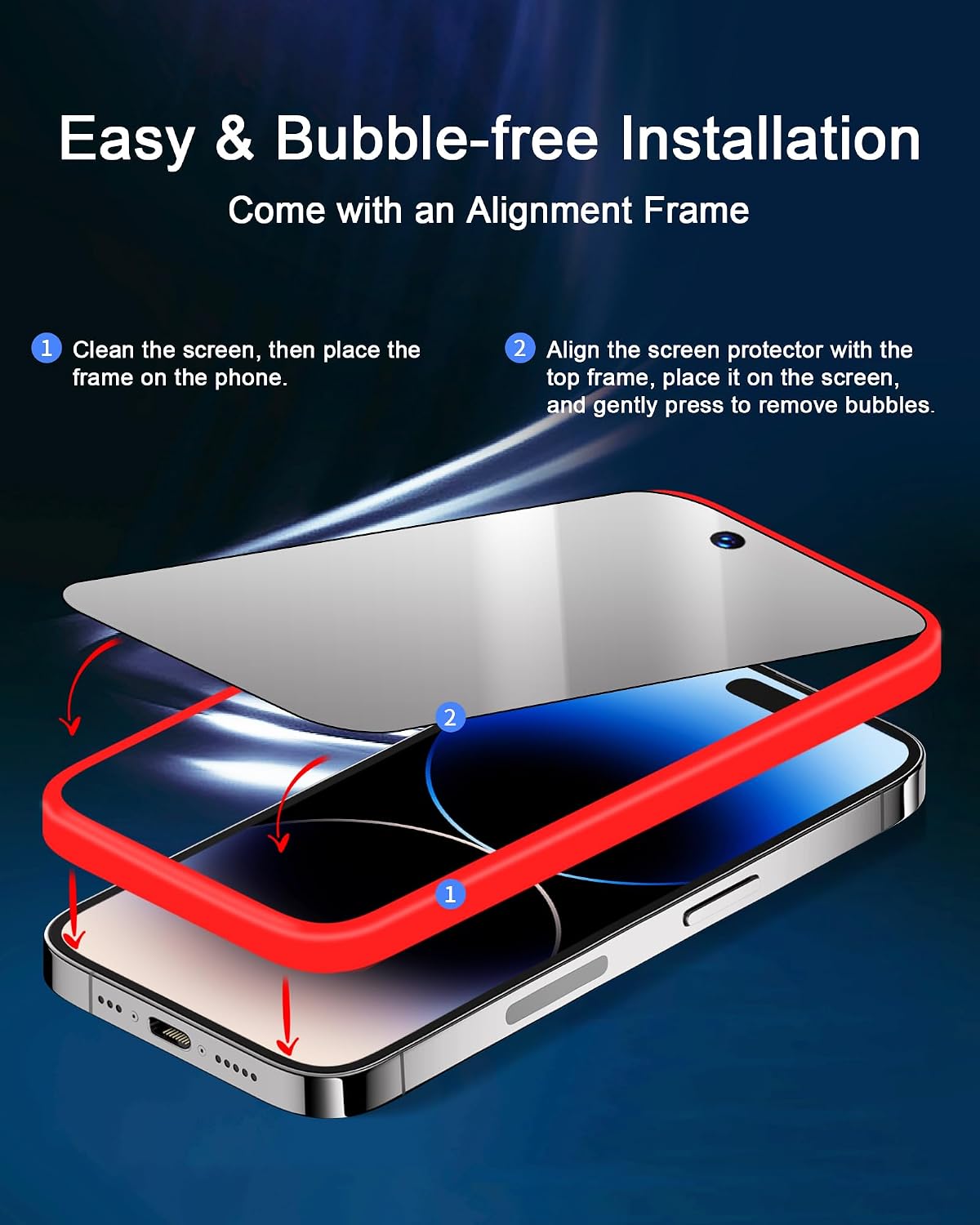2 Pack Mirror Screen Protector for iPhone 14 and iPhone 13/13 Pro Tempered Glass Mirrored Effect Anti-Spy Full Coverage Easy Installation Frame 9H Hardness Anti-Scratch 6.1 inch (Silver)