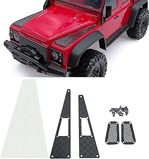 QUPA AM STORE 1 Set Stainless Steel Engine Hood Anti-Skid Plates with Intake Grille for 1/18 TRX4M TRX4-M Defender