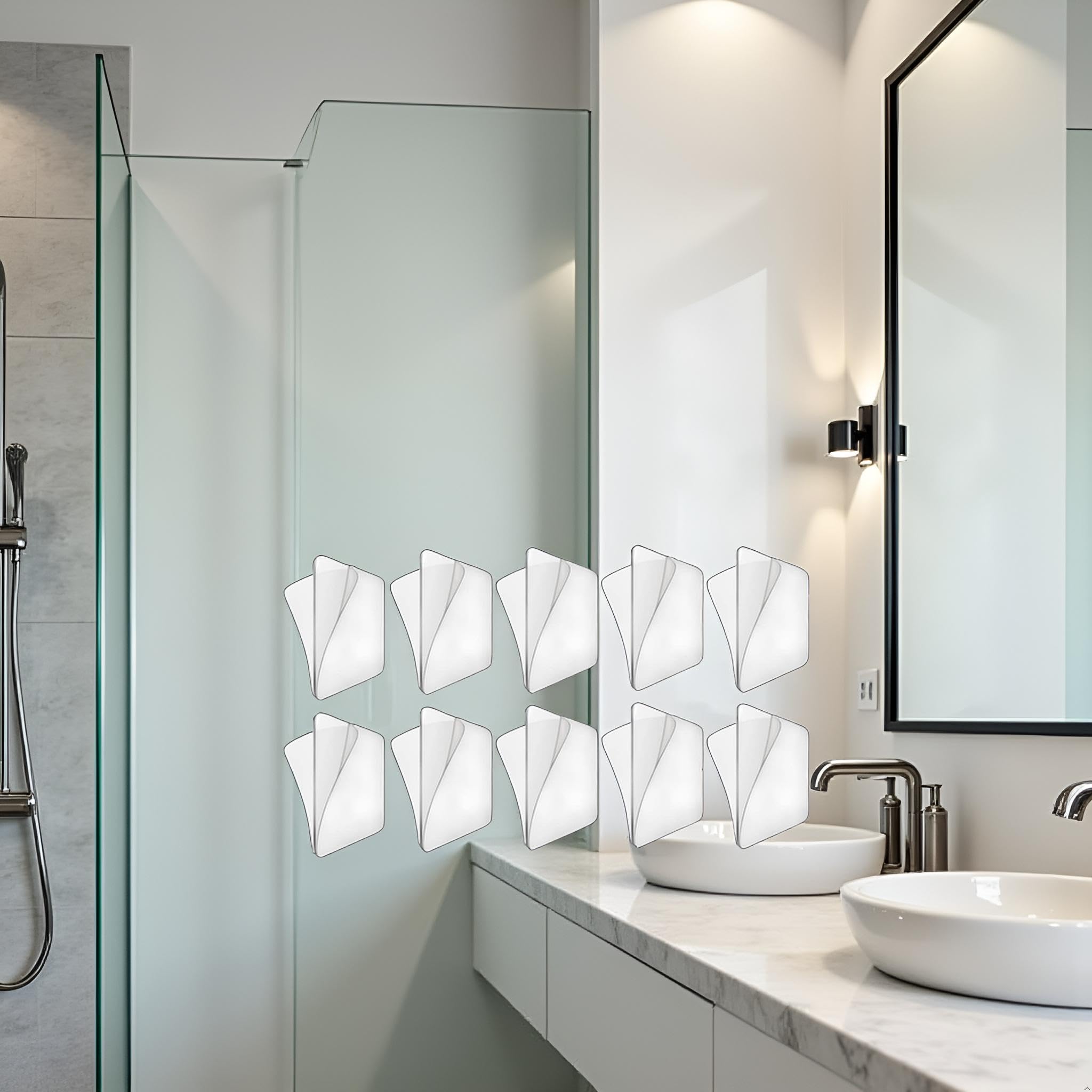 10 almohadillas adhesivas transparentes de repuesto para montaje en pared para cocina, baño, ducha, organizador de bastidor, ganchos adhesivos sin clavos, accesorios de ducha (adhesivo de doble cara)