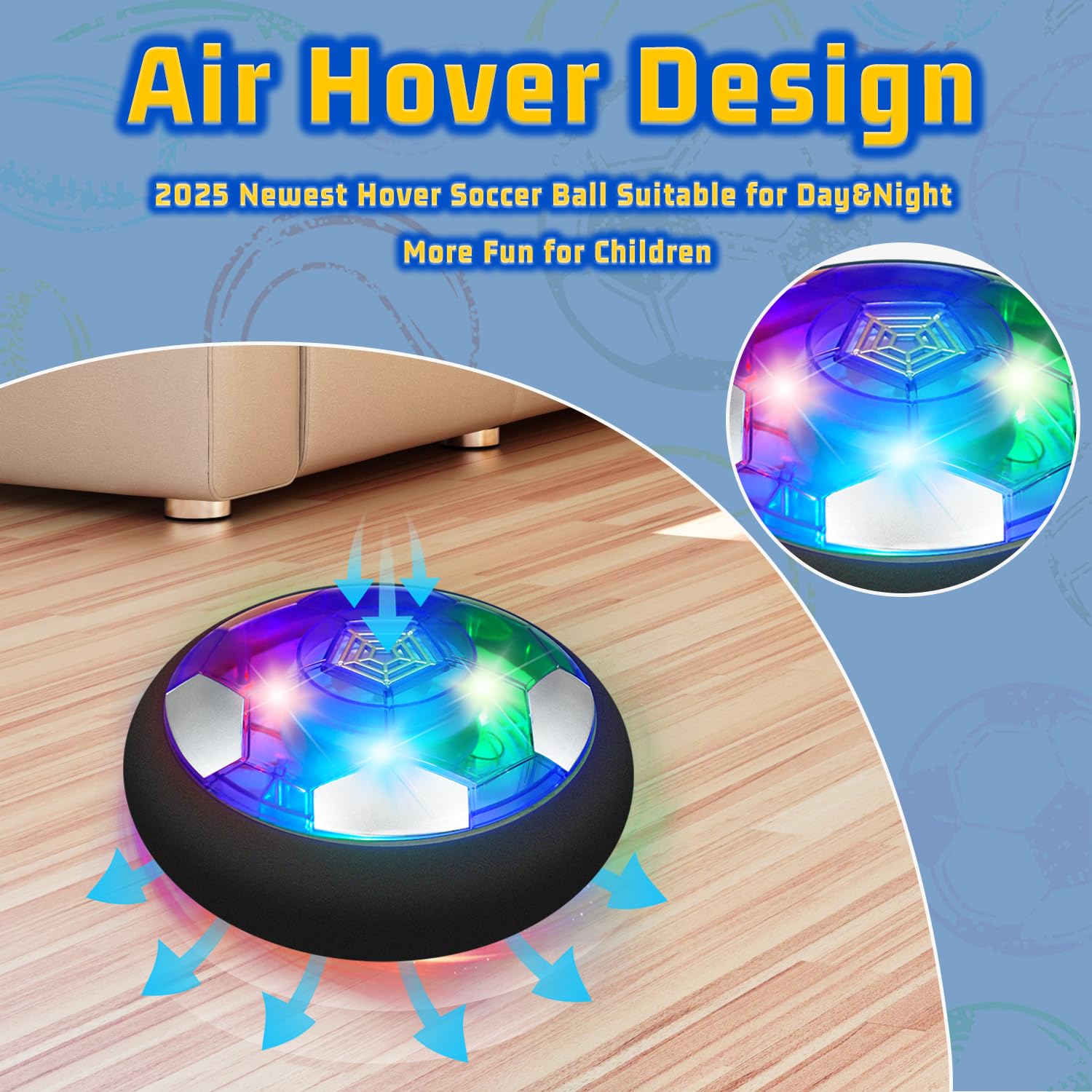 SUNNOW Pallone Calcio Fluttuante - 3-in-1 Ricaricabile Air Hover Calcio Bambini con 2 Porta da Calcio per Bambini Pallone Fluttuante Giocattoli Sportivi per Bambini 3 4 5 6 7 8-12 Anni Natale Regalo