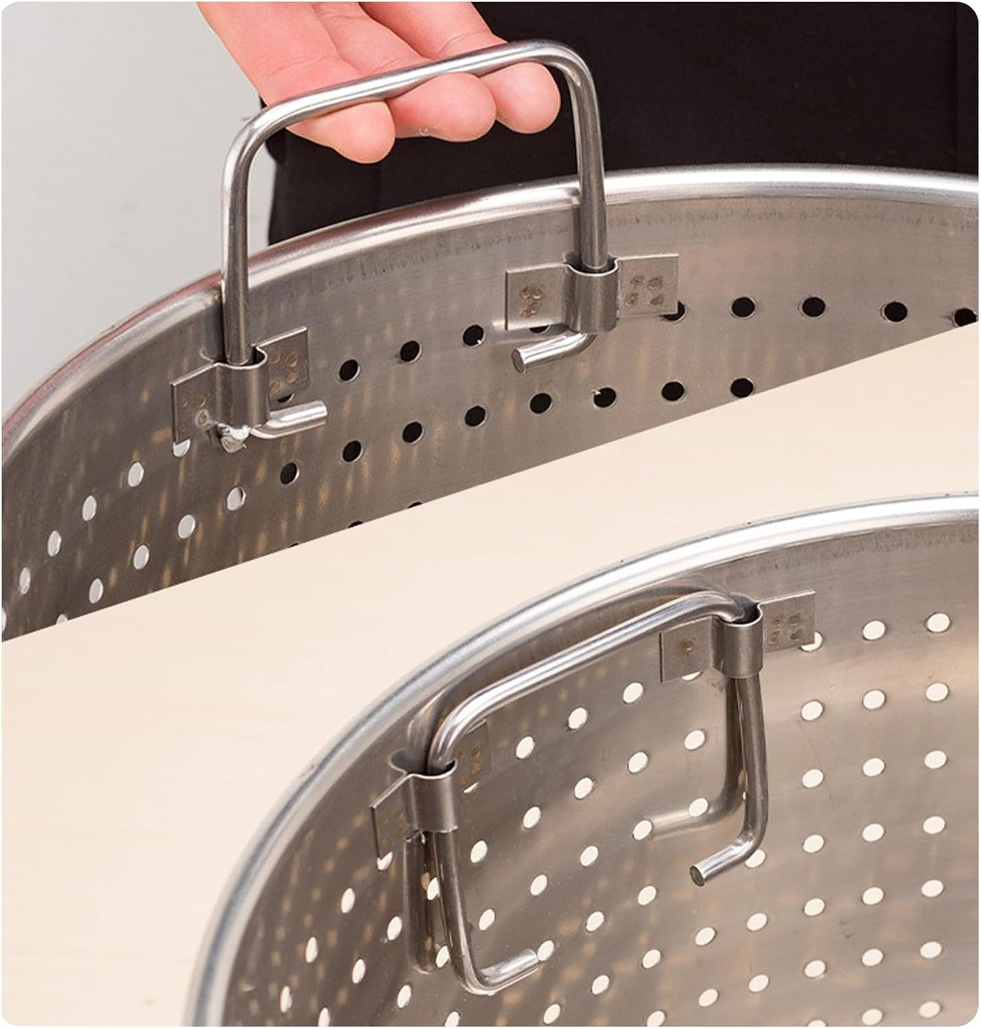 AIZYR Stainless Steel Stock Pot Strainer Basket Food Filter Strainer Bucket, Leaky Bucket Slag Strainers for Home Restaurant Kitchen,48cm*30cm