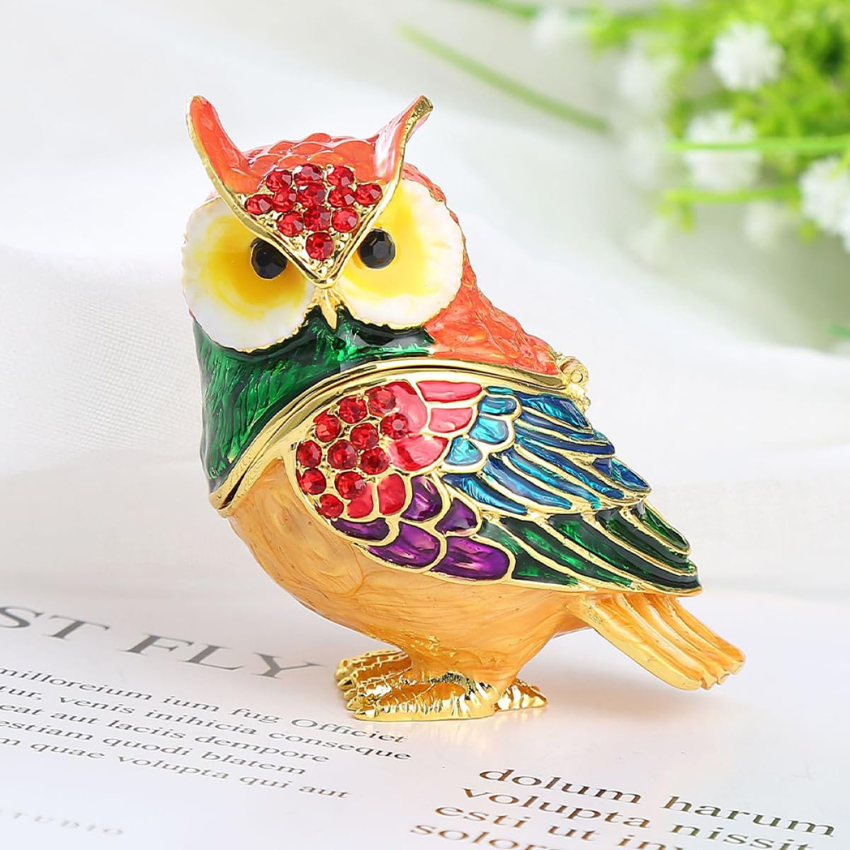 Zerodeko Boîte à Bijoux Organisatrice en Alliage, Forme Hibou Délicate et Chic, pour Bagues et Boucles D'oreilles, pour Femmes et Filles