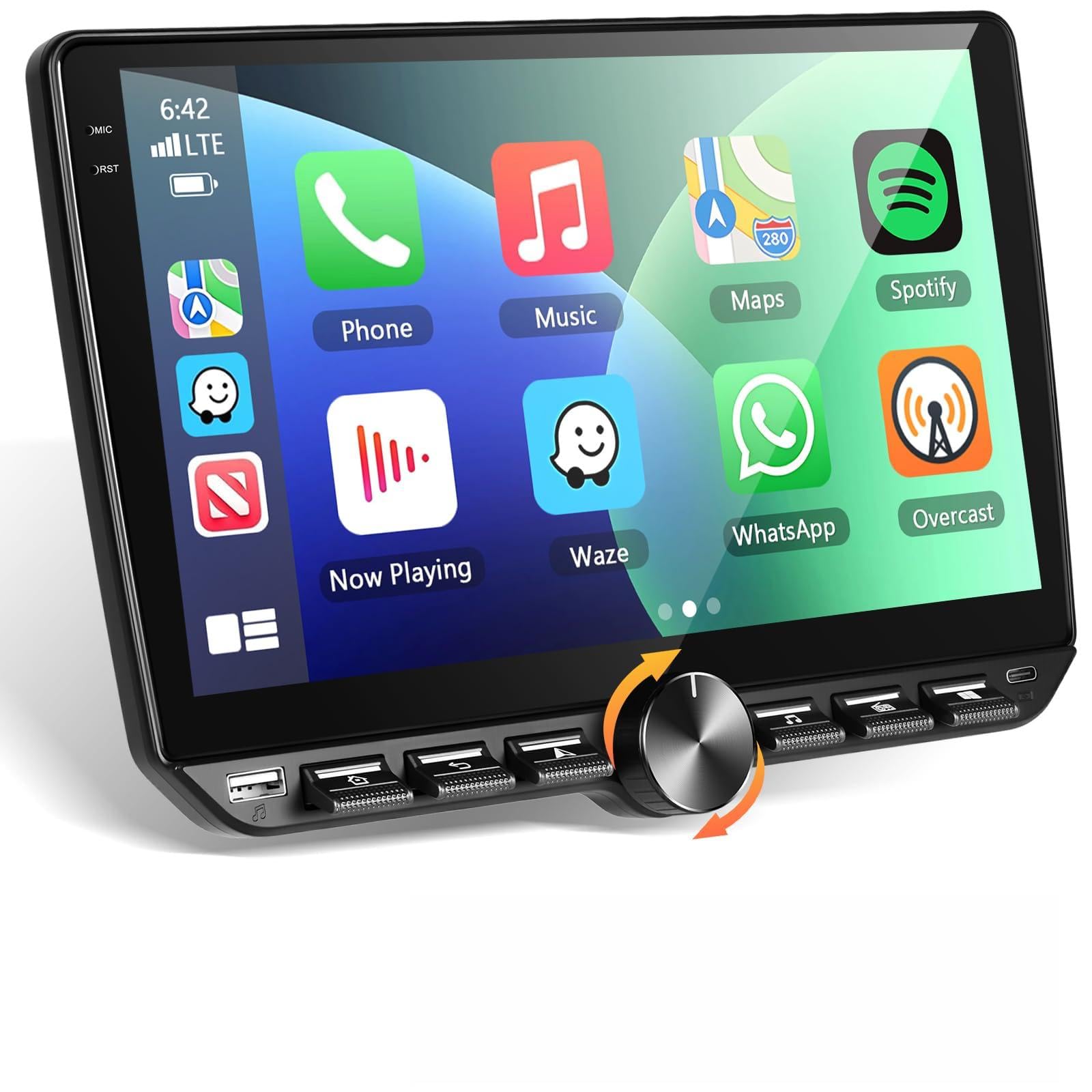 4GB+64GB 2 DIN Autoradio con Kabelloses Carplay Type-C, 10" HD Bildschirm Android Auto Radio de Coche Pantalla táctil con Android Auto/GPS/Bluetooth/SWC/FM/EQ/RDS/WiFi/USB Radio Receptor