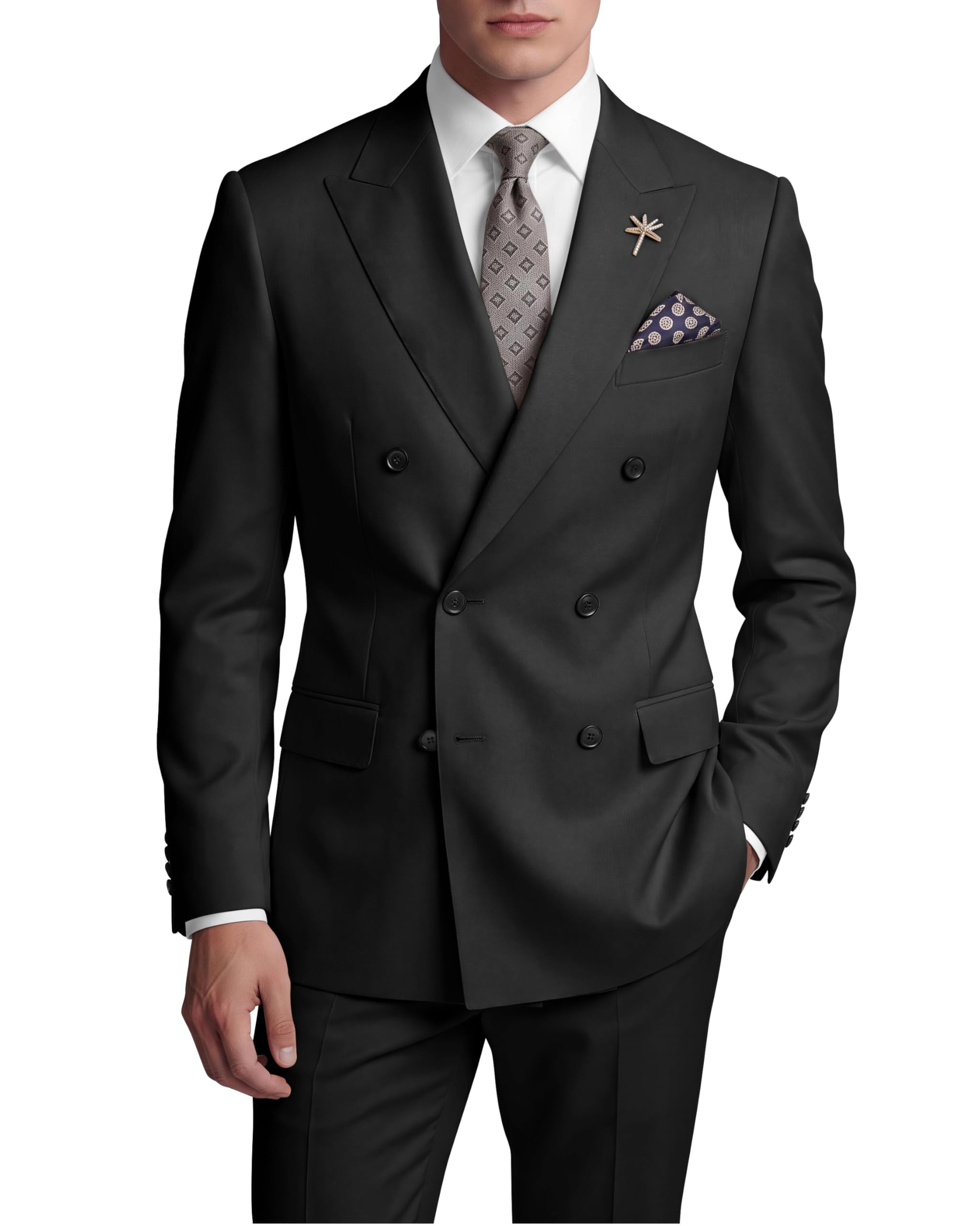 wangyue Mens Suits Double Breasted Suit Men Slim Fit 2 Piece Wedding Prom Double Breasted Blazer Groom Suit Pants Sets-picture-35