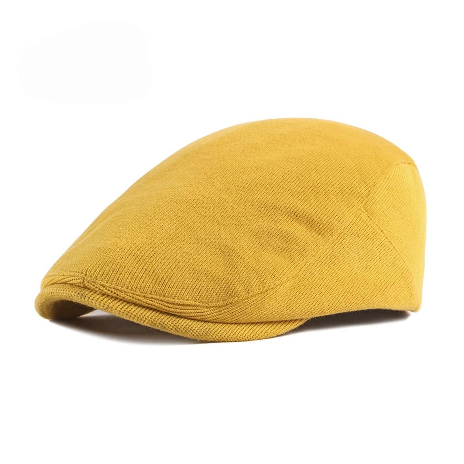 Wenyog Unisex Yellow Mens Flat Cap Spring Autumn Berets Hat Men Knitting Visor Cap Casual Fashion Women Beret Solid Blue Peaked Flat Cap Duckbill Hat(Yellow)