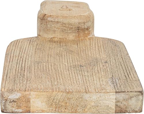 Miniatura 6 de Creative Co-Op Cortadora de mango tallada a mano mediana con mango y acabado peinado, queso natural y tabla de cortar