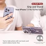 PROfezzion Metal Magnetic Phone Ring Holder Grip for MagSafe iPhone, White | Compatible with MagSafe Mount Stand, for iPhone 17 16 15 14 13 12 Pro Max with Mag-Safe Case (Not for Regular Cases)