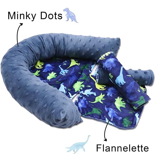 Miniatura 2 de Fundas para reposacabezas y correa para asiento de automóvil para bebé, diseño de dinosaurio Minky, soporte para la cabeza y funda para cinturón de