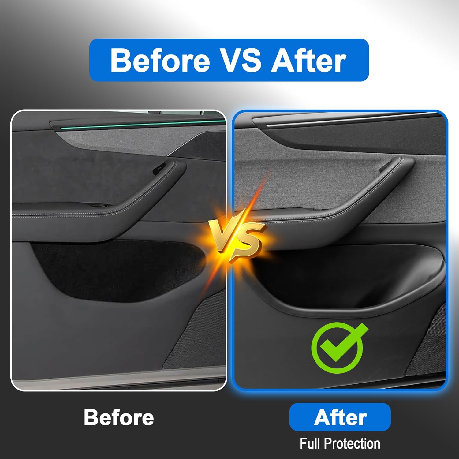 Door Side Organizer 4PCS Full-Cover for Tesla Model Y Juniper 2026, Custom Fit Door Pocket Storage Boxes, Anti-Slip Interior Accessories for Model Y Juniper, Easy to Install, Premium TPE Liner