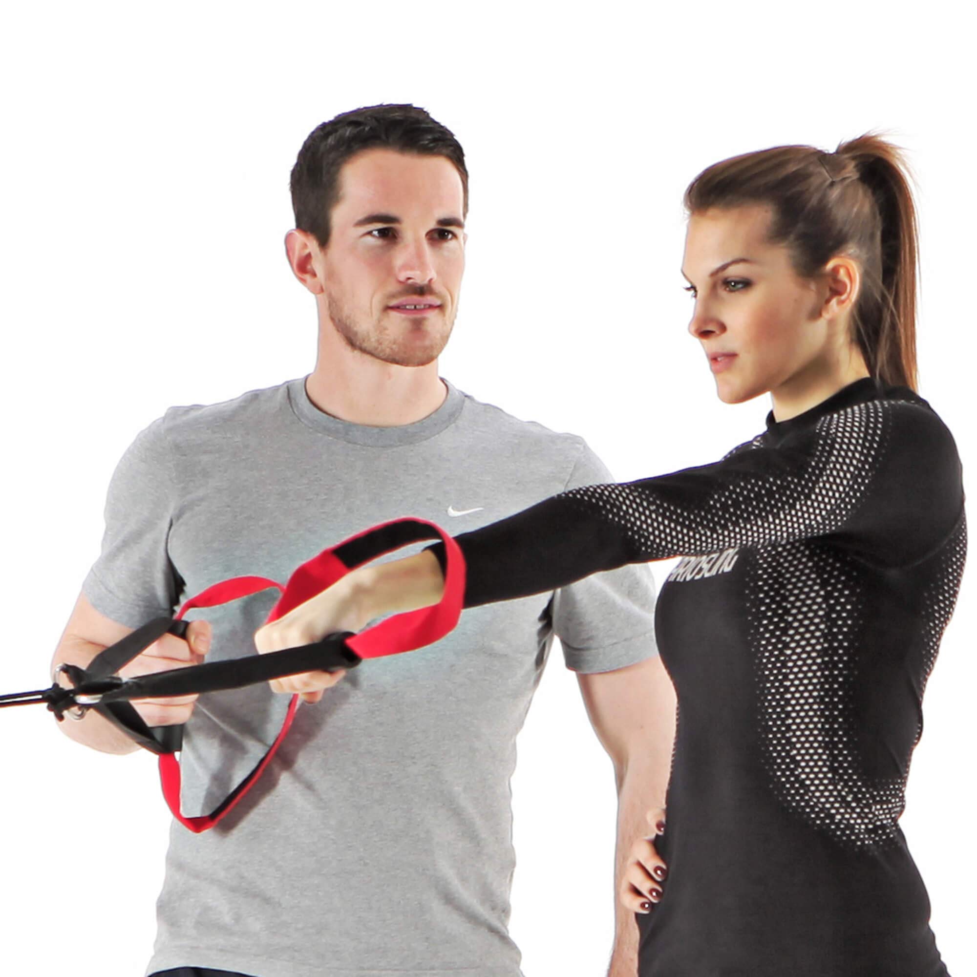 Sling Trainer mit Umlenkrolle mit Griffschlaufen inkl. 2x Schlingentrainer DVD, Türanker, Poster MADE IN GERMANY (Rotate)