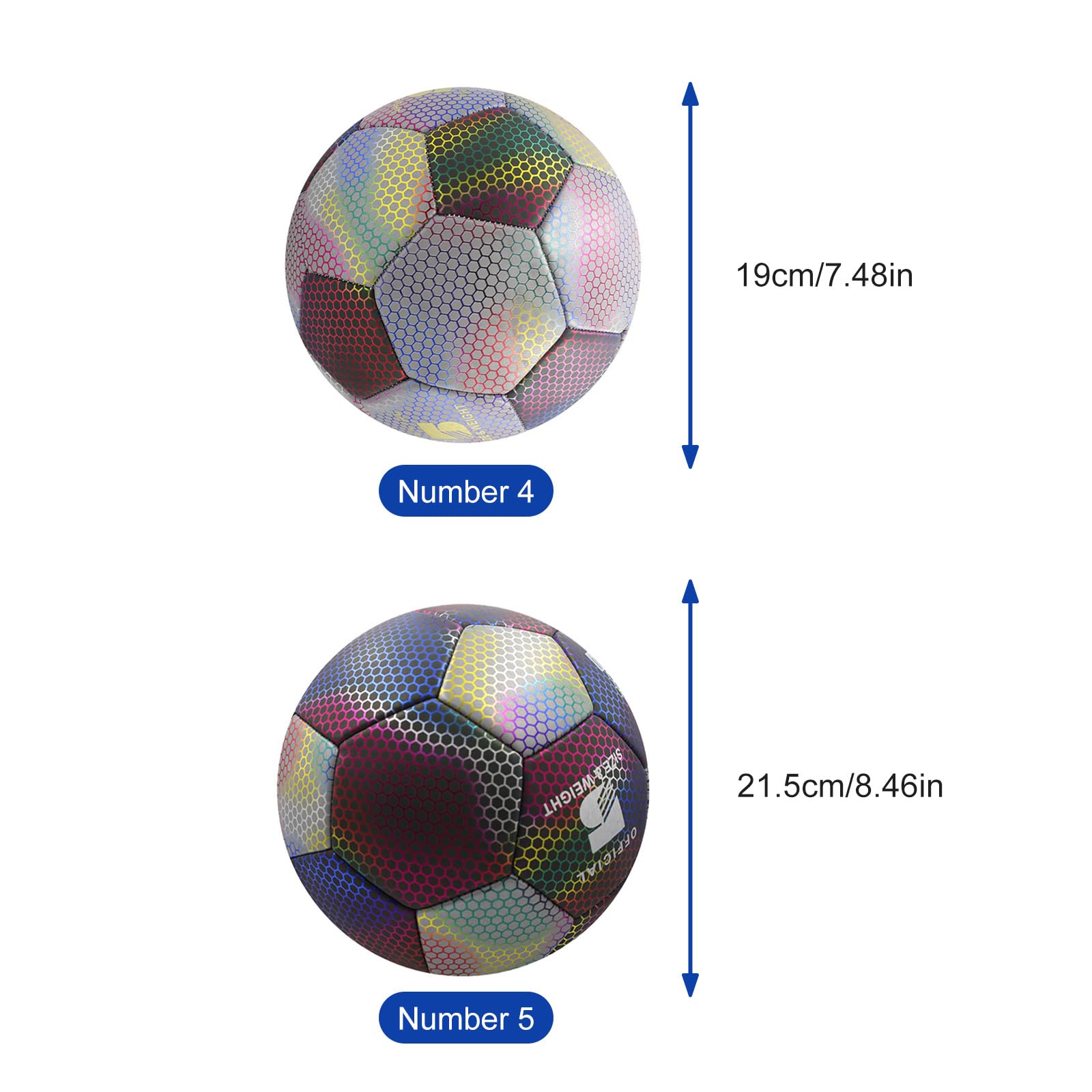 Balones de fútbol reflexivo de brillo nocturno para interior y exterior para el tren de equipo al aire libre