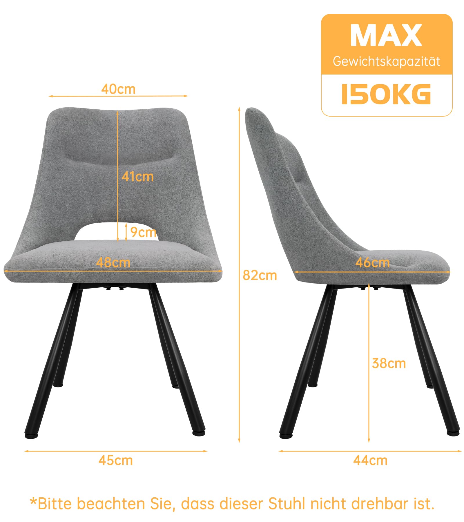 LEWE Essgruppen Esstisch mit 4 Stühlen, 140 x 80 x 76 cm Rechteckig Esstisch aus Holz mit 4 Esszimmerstühle, 360°Drehstuhl, Gepolstert, Breitere Sitzfläche, für Küche Esszimmer und Wohnzimmer,Grau