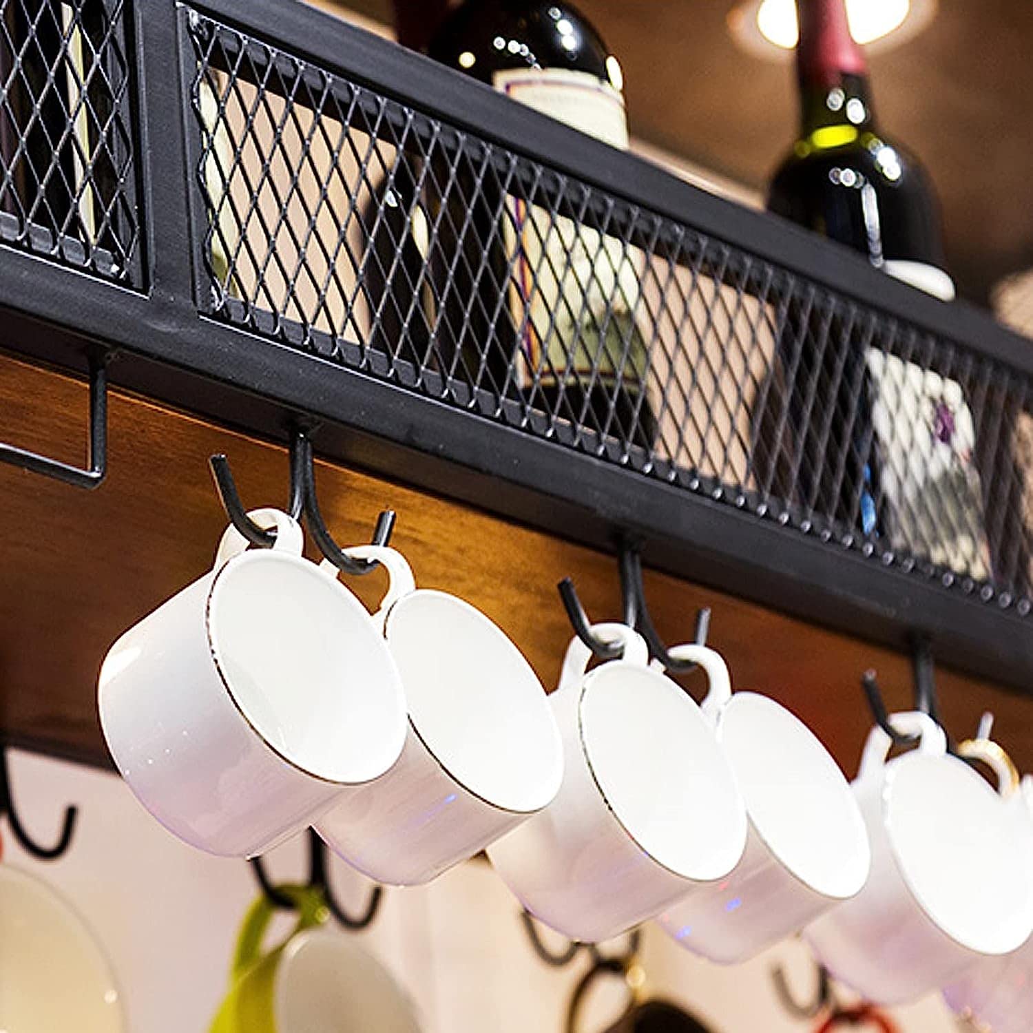 Mrs. Jones Kruidenrek aan de muur gemonteerd rustiek houten ophangrek boven fornuis