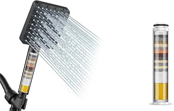 Cobbe Filtered Shower Head with Handheld + 1 Pack Replacement FiltersMatte Black