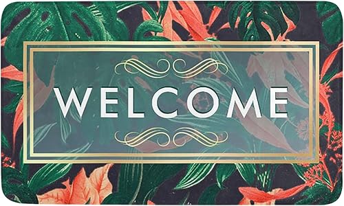 Wellproof Tapete antideslizante con nombre, diseño floral tropical, para interiores y exteriores, decoración de jardín, cocina, oficina, 20 x 31