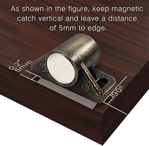 Miniatura 7 de Cerradura magnética para puerta, imanes de neodimio para puertas de gabinete, bronce (paquete de 2)