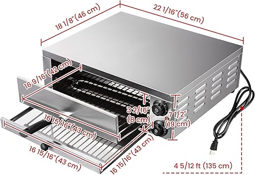 Miniatura 9 de WeChef Horno de pizza de encimera de 16 "Horno de pizza eléctrico interior 1700W Cocina de pizza comercial Home Cafe Panadería Camión de comida