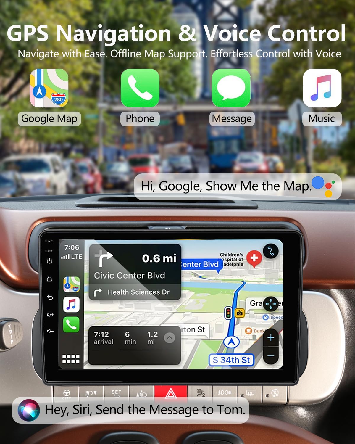 Autoradio 9 Pollici per Fiat Panda 319 (2013-2020) con Android Auto e CarPlay Wireless, RDS Car Radio Bluetooth Android Stereo con Telecamera Retromarcia/Mic/CANbus/WiFi/App Store 2G+32G