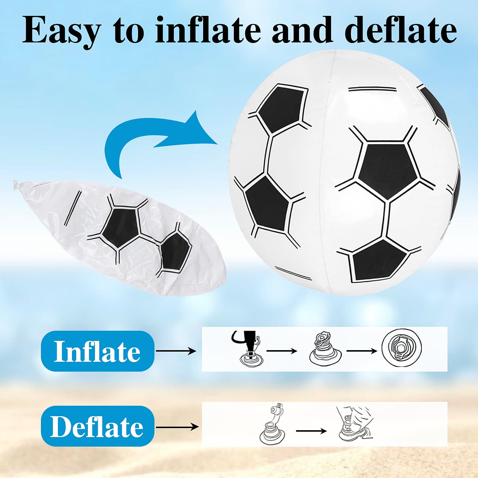 8 pelotas de fútbol de playa, pelotas de fútbol inflables de 15 pulgadas para verano, piscina, playa, fiesta, actividades al aire libre 4