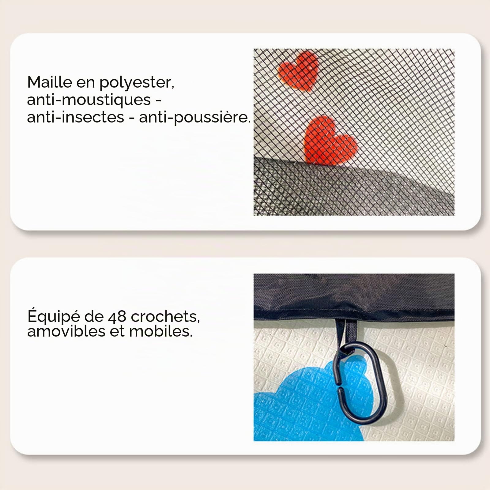 BestAlice Moustiquaire avec Fermeture Éclair pour Auvent de Camping Tente avec Moustiquaire pour Patio Gazebo Auvent et Tente pour Camping en Plein Air et Jardin(A-300x360x220cm)