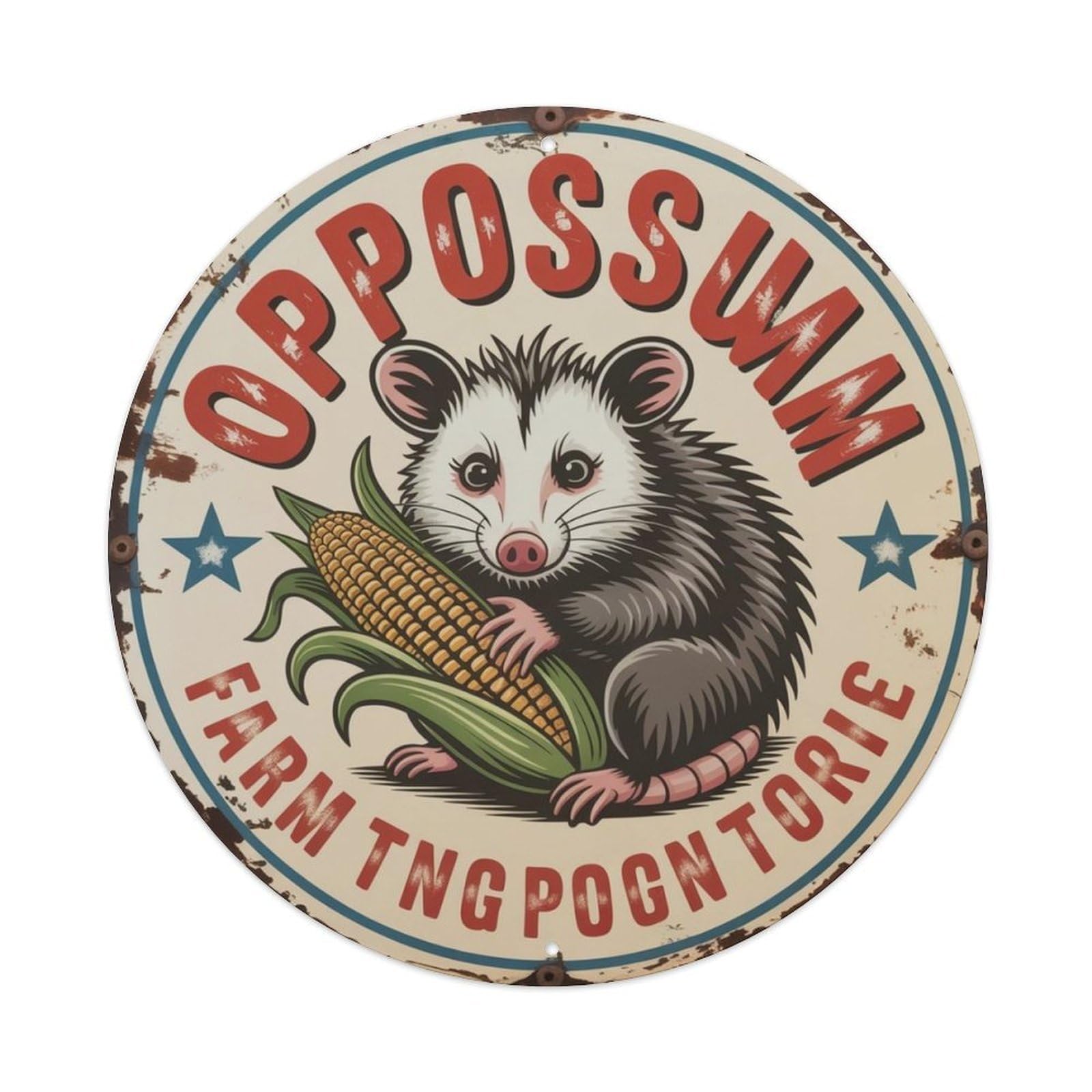 Farm Opossum Metal Tin Sign Plaque