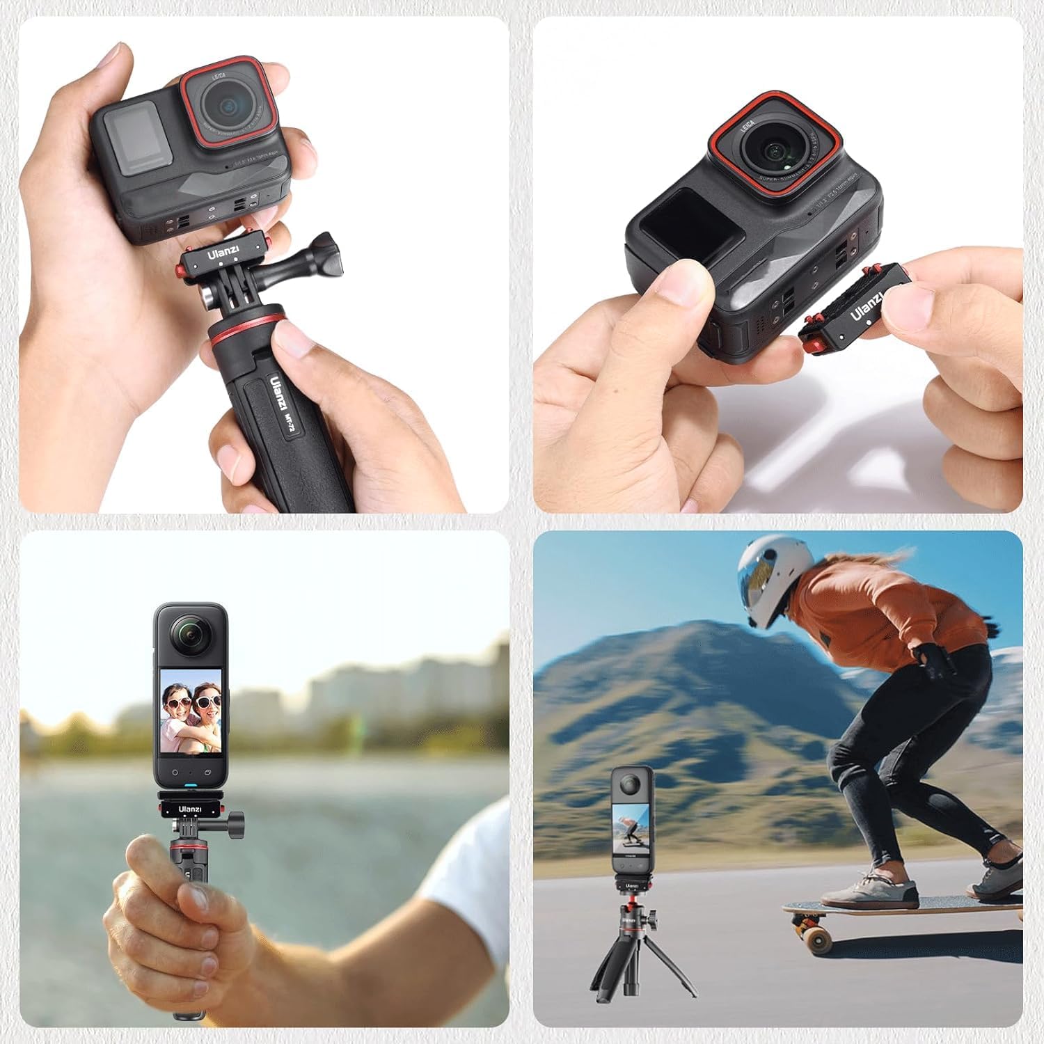 Ulanzi Quick Release Mount for Insta 360, Snap-On Magnetic 2 Prong and 1/4 Thread Mount for Insta360 ACE/ACE PRO/X5/X4/X3