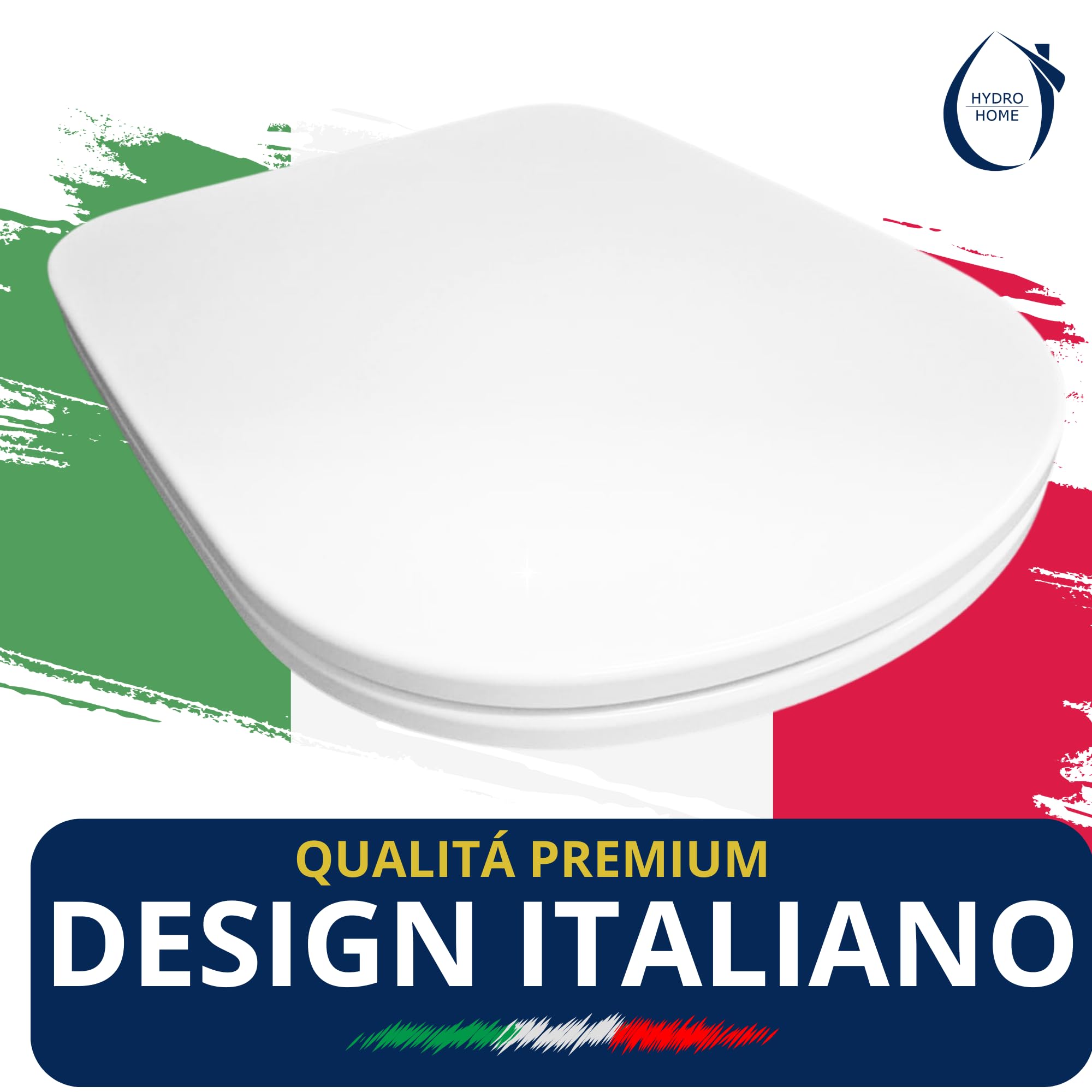 HYDRO HOME Copriwater Compatibile con Dolomite Gemma 2, Tavoletta WC Termoindurente Antibatterica,Sedile WC robusto, Cerniere Fisse in Acciaio Inox, Montaggio rapido,Imballaggio AntiUrto, Bianco
