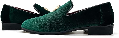 MHB Men's Penny Slip-On Velvet Loafer Metallic Smoking Slipper Luxury Suede Dres