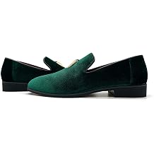 MHB Mens Penny Slip-On Velvet Loafer Suede Dress Shoes Glitter Smoking Slipper
