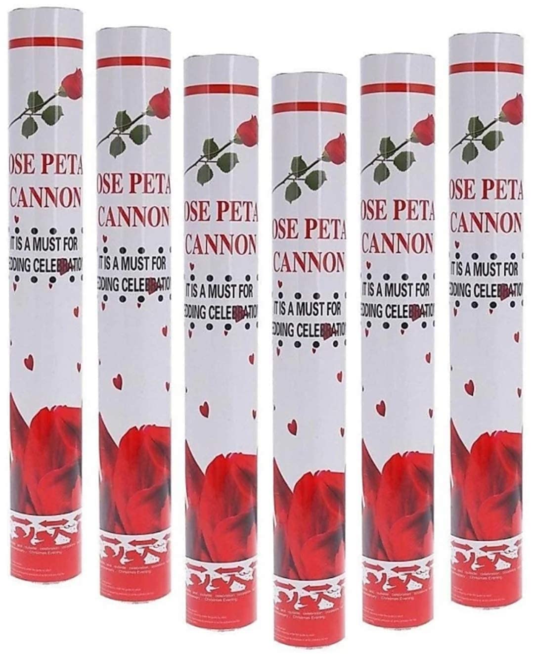 Big Size 40cm Rose Petal Party Poppers Confetti for Anniversary, Party, Birthday,Wedding Anniversary Air Sparkle/Sparkle Shooter (Pack of 6)