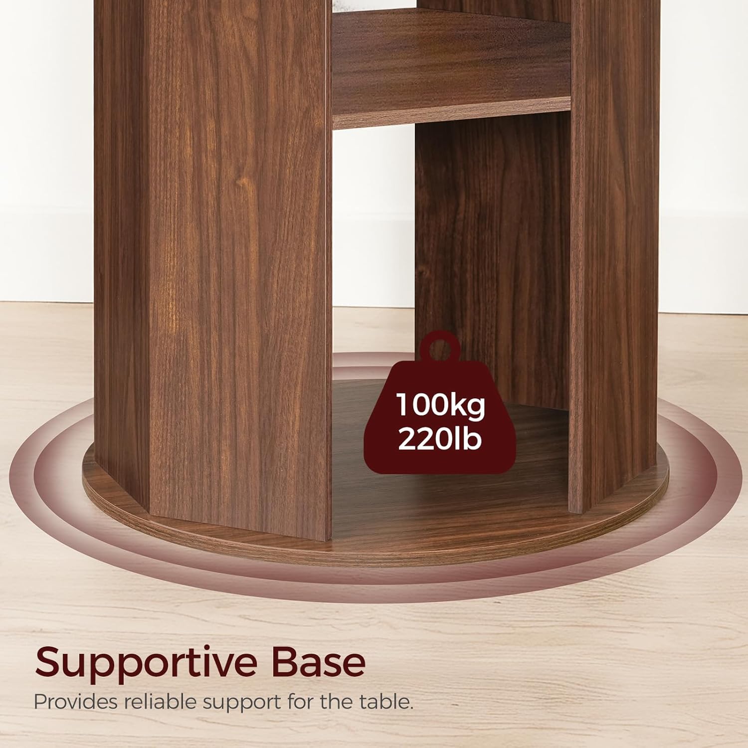MAHANCRIS 43.3" Round Dining Table with Storage Shelf for 4, Circle Kitchen Dinner Table with Thick Tabletop, Circle Nook Table for Kitchen & Dining Room, Walnut DTWA11001
