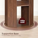 MAHANCRIS 43.3" Round Dining Table with Storage Shelf for 4, Circle Kitchen Dinner Table with Thick Tabletop, Circle Nook Table for Kitchen & Dining Room, Walnut DTWA11001