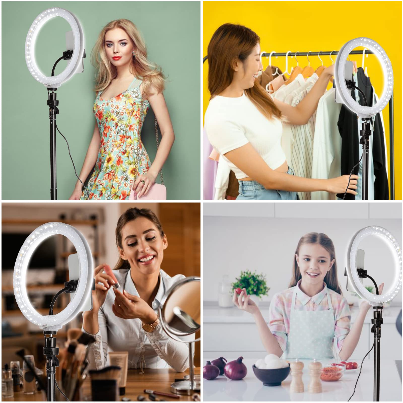 Selfie-Ringlicht mit Stativständer und Handyhalterung, Fotobeleuchtung, LED-Kreis-Ringlicht, RGB-Kameralicht für Make-up, YouTube, Tiktok (RGB)