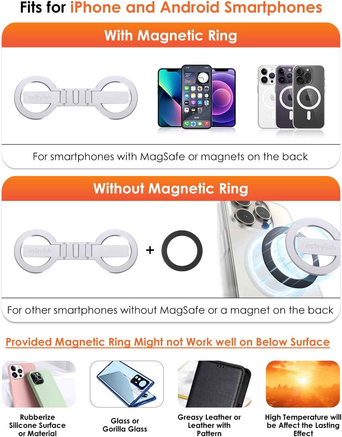 Twins Carry: Magnetic Dual-Phone Holder for iPhone & Android | Lightweight Solution for Professionals, Travelers & Gamers | Manage 2 Mobile Phones for Work, Personal Use (Silver, Mini)