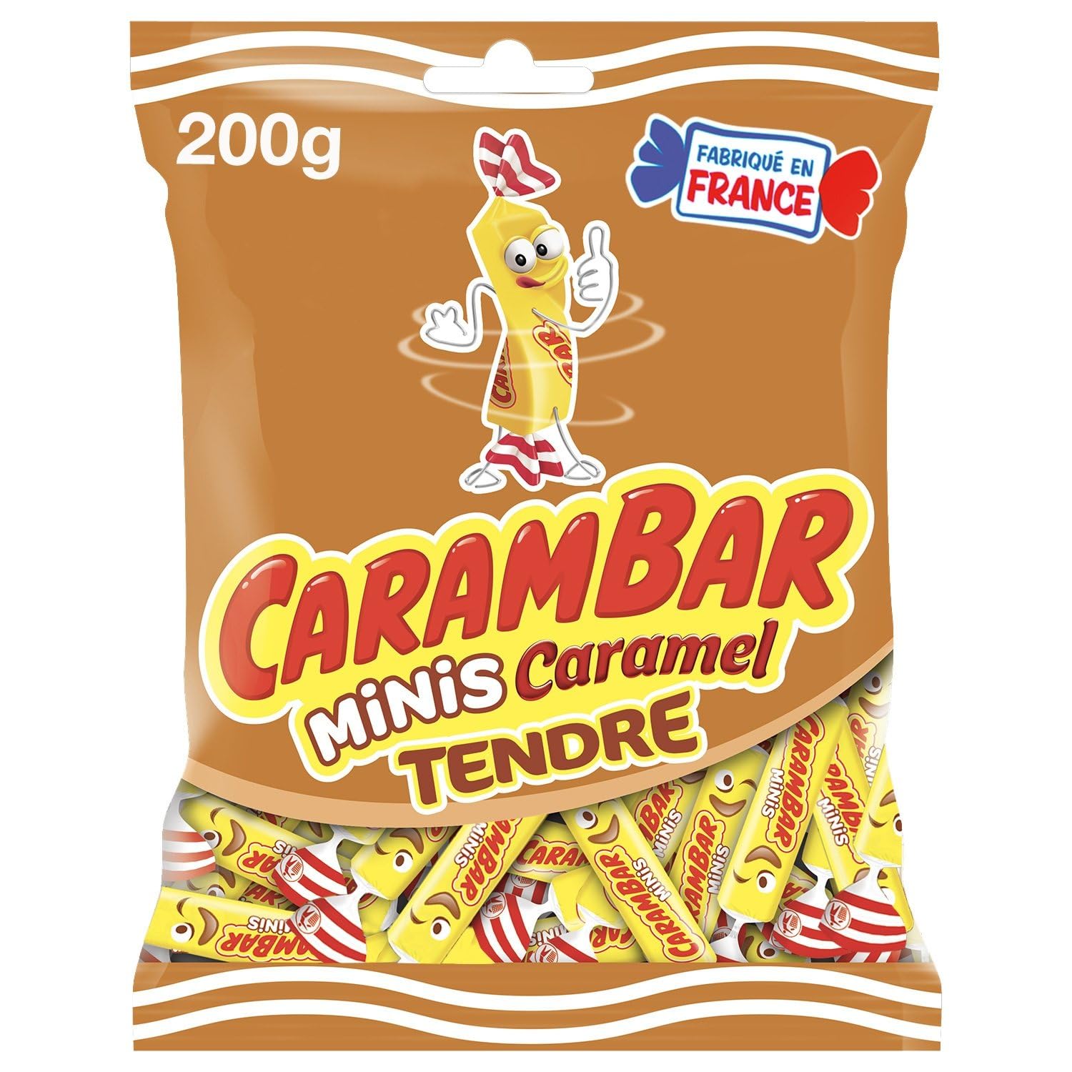 CARAMBAR – Bonbons Mini Caramel Fondant, Plaisir Gourmand à Mâcher, Sachet 200g - Le Lot De 4