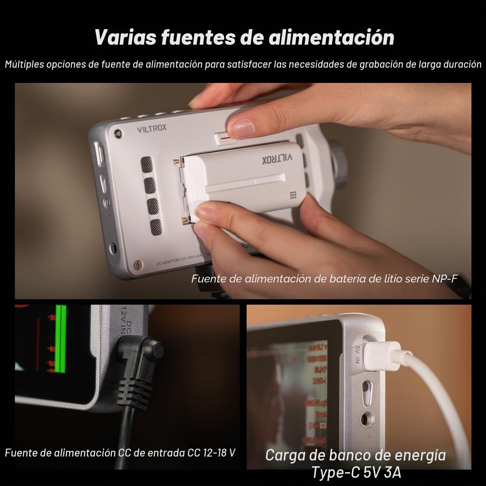 VILTROX DC-V1 DCV1 Monitor de Campo Cámara Touchscreen 5,5 Pulgadas 4K HDMI External Camera Monitor con Batería Full HD 1920x1080 IPS 3D LUT con Parasol para Sony Canon Nikon DSLR（DC-550 Lite Upgrade）