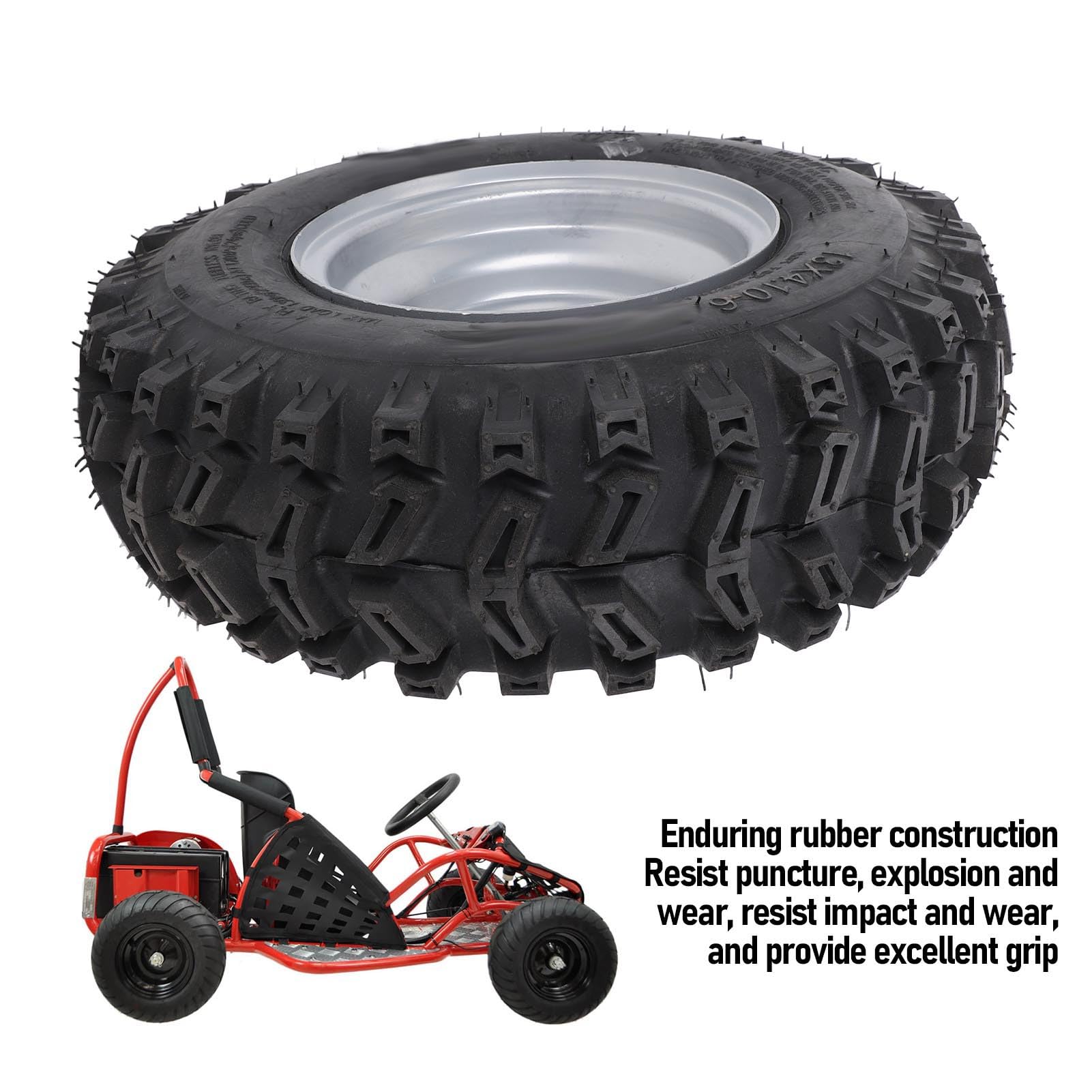 Luocute 6-calowe, 13x4,1-6 ATV Quad Off Road Go Kart Cosch z Aluminium Stopu Bezkresowe Opony Próżniowe i Felgi, Opony Gumowe Przeciw Wybuchom