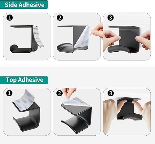 Miniatura 6 de HomeMount Gancho para auriculares debajo del escritorio, soporte para auriculares debajo de la mesa, soporte adhesivo para auriculares para juegos,