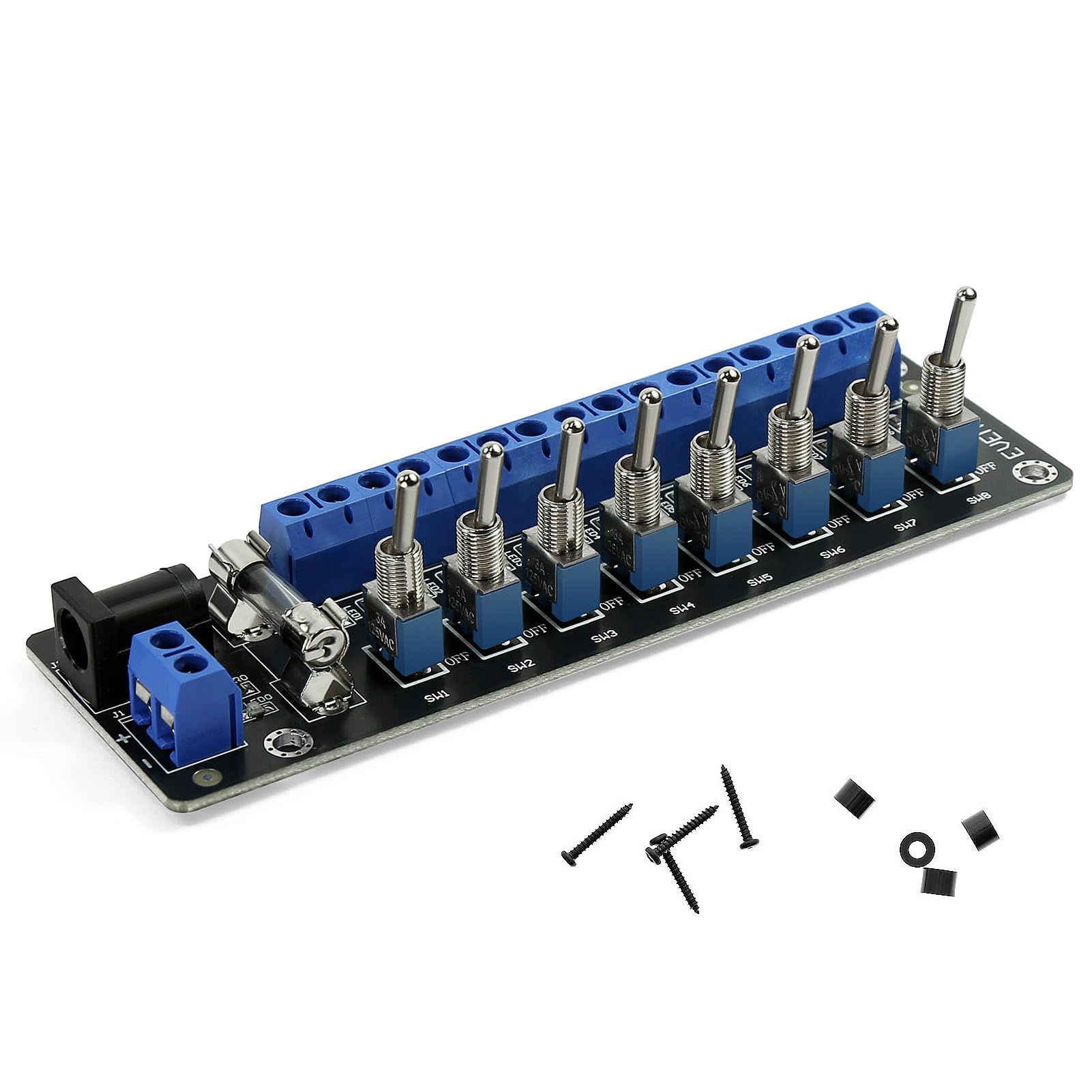 Evemodel 1 lot de 8 interrupteurs à bascule miniatures 3-24 V CC - Commutateur CC - Distributeur de courant - Multiprise - Panneau de distribution