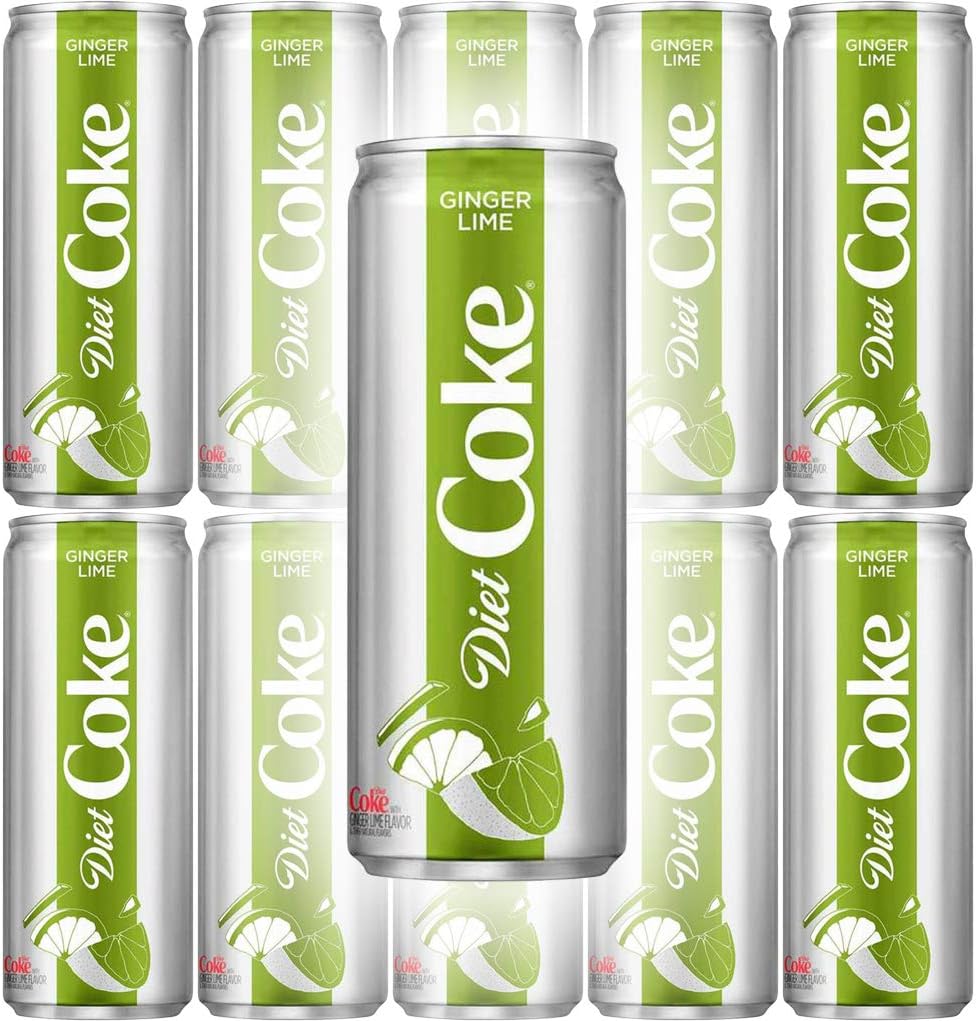 Diet Coke Ginger Lime Flavor, 12 Fl Oz Tall Cans (Pack of 10, Total of 120 Oz)