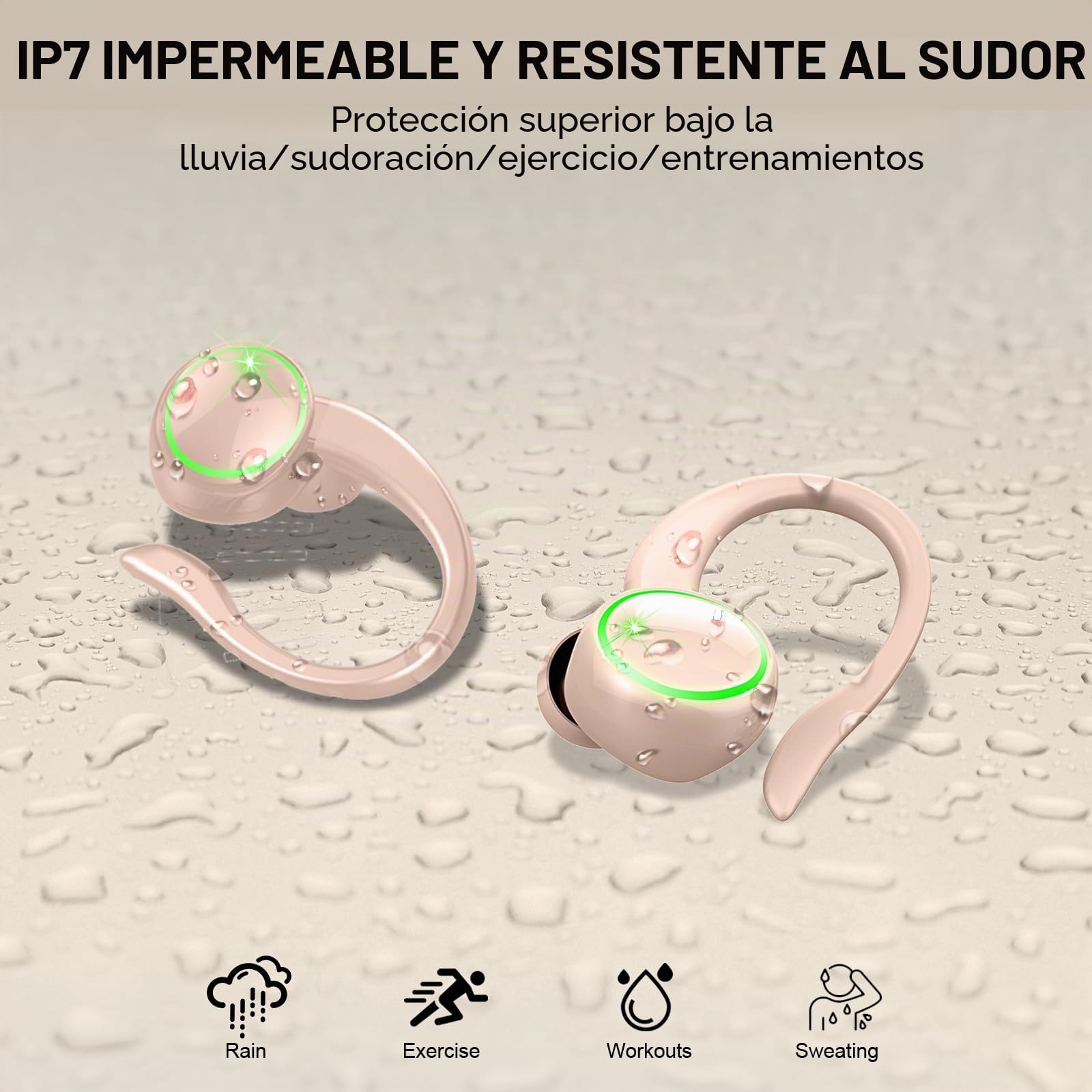 Rolosar Auriculares inalámbricos Deportivos, Auriculares Bluetooth 5.4 HiFi Estéreo con 4 HD Mic, 50H Cascos Inalambricos con Cancelacion Ruido ENC
